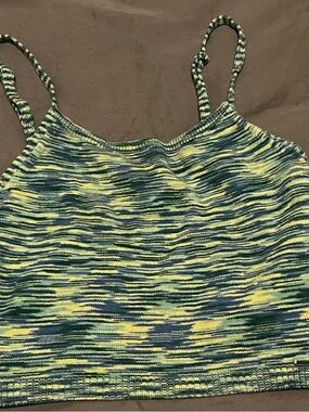 Hollister Green & Yellow Knit Cami Tank Top